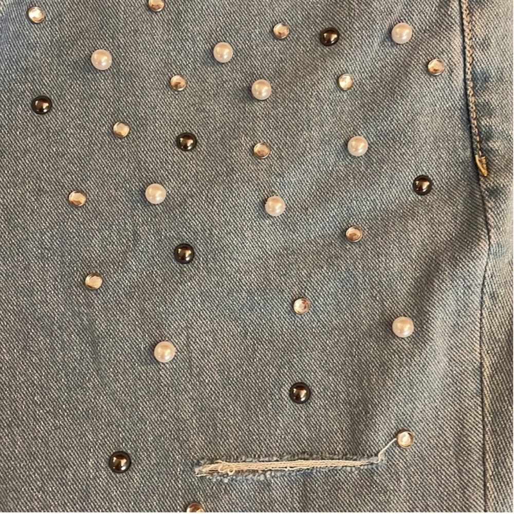 Womens INC jeans size 8/29 bling pearl blue jeans 8 / 29 straight midrise jeans